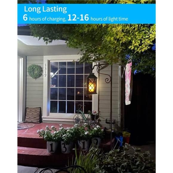 Solar Lantern,Outdoor Garden Hanging Lanterns,2 Pack 14 Inch Lasts 3X Longer - Picture 3 of 6